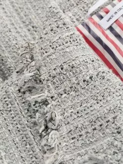 Thom Browne frayed wide lapel tweed overcoat