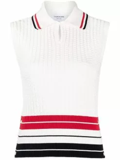 Thom Browne RWB fine-knit polo shirt