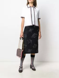 Thom Browne zigzag-trim pleated rib T-shirt