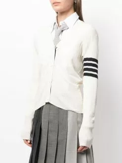 Thom Browne 4-Bar V-neck mesh rib cardigan