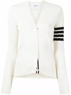 Thom Browne 4-Bar V-neck mesh rib cardigan