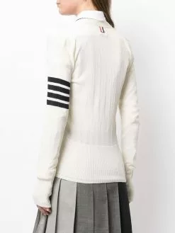 Thom Browne 4-Bar V-neck mesh rib cardigan