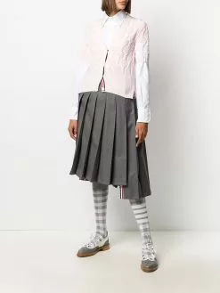 Thom Browne 4-Bar V-neck fan cable cardigan