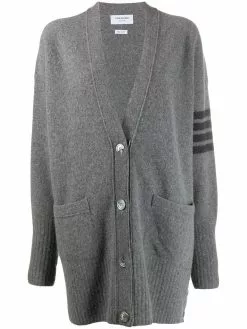 Thom Browne 4-Bar exaggerated V-neck cardigan