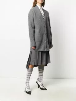 Thom Browne 4-Bar exaggerated V-neck cardigan