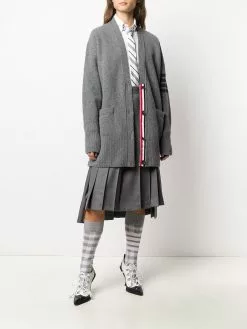 Thom Browne 4-Bar exaggerated V-neck cardigan