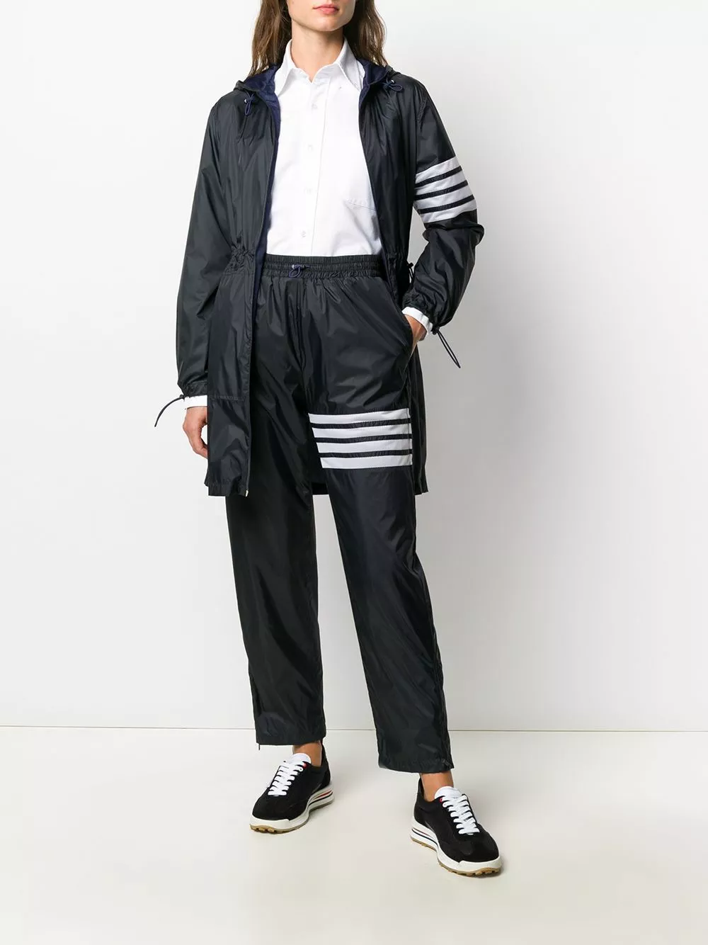 Thom Browne 4 Bar ripstop long parka performance jackets of women 2 Thom Browne 4-Bar ripstop long parka