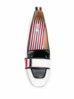 Thom Browne enamel-strap block heel loafers