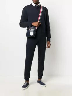 Thom Browne RWB stripe insert loopback track pants
