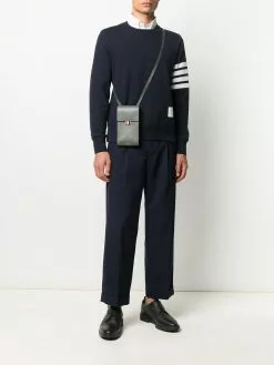 Thom Browne pebbled calf leather phone holder