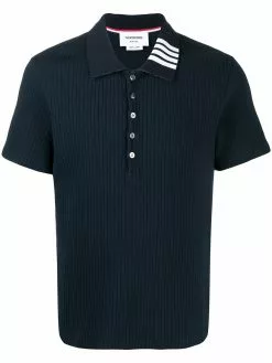 Thom Browne ribbed short-sleeve polo shirt