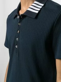 Thom Browne ribbed short-sleeve polo shirt