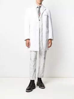 Thom Browne RWB stripe quilted Chesterfield overcoat
