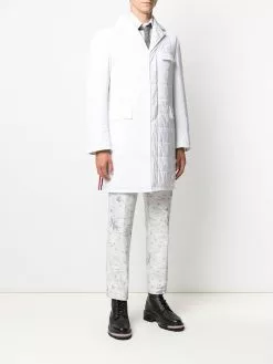 Thom Browne RWB stripe quilted Chesterfield overcoat single breasted coats of men 9 Thom Browne RWB stripe quilted Chesterfield overcoat