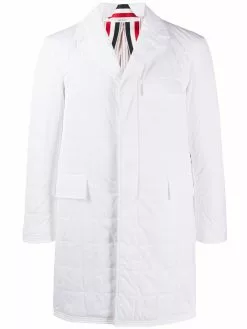 Thom Browne RWB stripe quilted Chesterfield overcoat