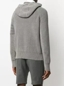 Thom Browne cashmere knit hoodie with sleeve stripe detail
