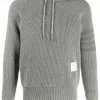 Thom Browne cashmere knit hoodie with sleeve stripe detail
