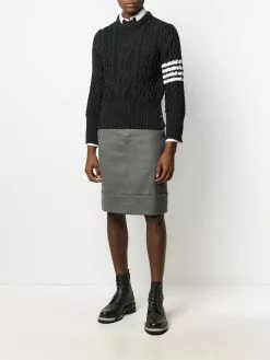Thom Browne 4-Bar Aran cable knit jumper