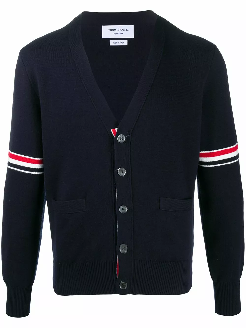 Thom Browne Tricolour 4 Bar cardigan cardigans of men 1 Thom Browne tricolour 4-Bar cardigan