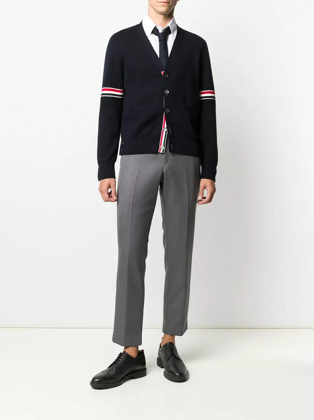 Thom Browne Tricolour 4 Bar cardigan cardigans of men 2 Thom Browne tricolour 4-Bar cardigan