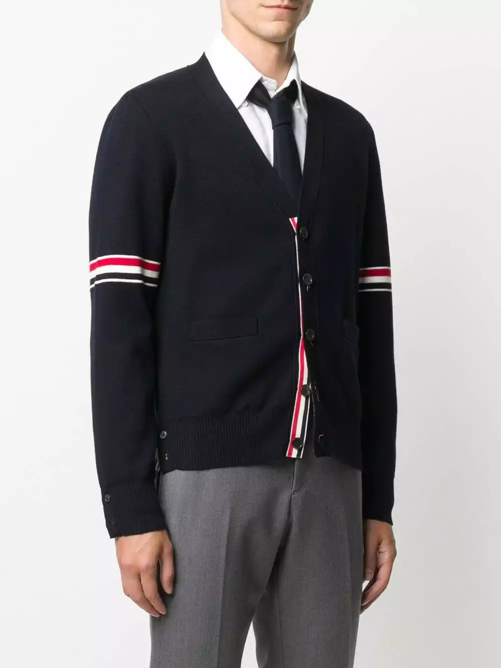 Thom Browne Tricolour 4 Bar cardigan cardigans of men 3 Thom Browne tricolour 4-Bar cardigan