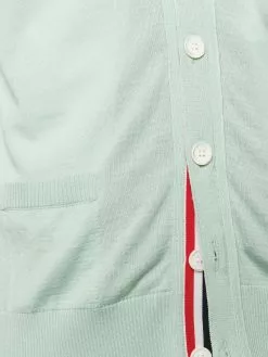 Thom Browne v-neck tricolour-stripe merino cardigan