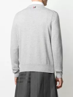 Thom Browne striped-collar crew neck jumper