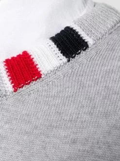 Thom Browne striped-collar crew neck jumper