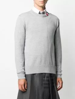 Thom Browne striped-collar crew neck jumper