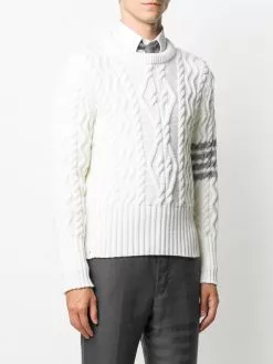 Thom Browne 4-Bar Aran cable knit jumper