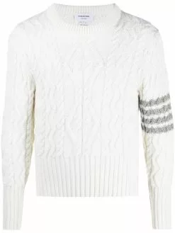 Thom Browne 4-Bar Aran cable knit jumper