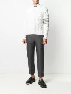 Thom Browne 4-Bar Aran cable knit jumper