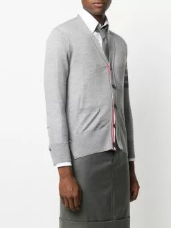 Thom Browne rear stripe V-neck merino cardigan