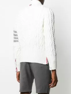 Thom Browne 4-Bar Aran cable knit cardigan