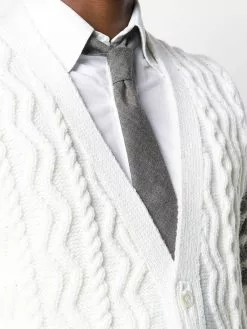 Thom Browne 4-Bar Aran cable knit cardigan
