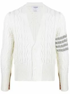 Thom Browne 4-Bar Aran cable knit cardigan