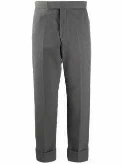 Thom Browne backstrap side-stripe cotton trousers