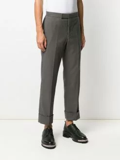 Thom Browne backstrap side-stripe cotton trousers
