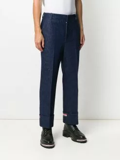 Thom Browne Deconstructed washed denim tailored trousers regular & straight-leg jeans of men 9 Thom Browne deconstructed washed denim tailored trousers