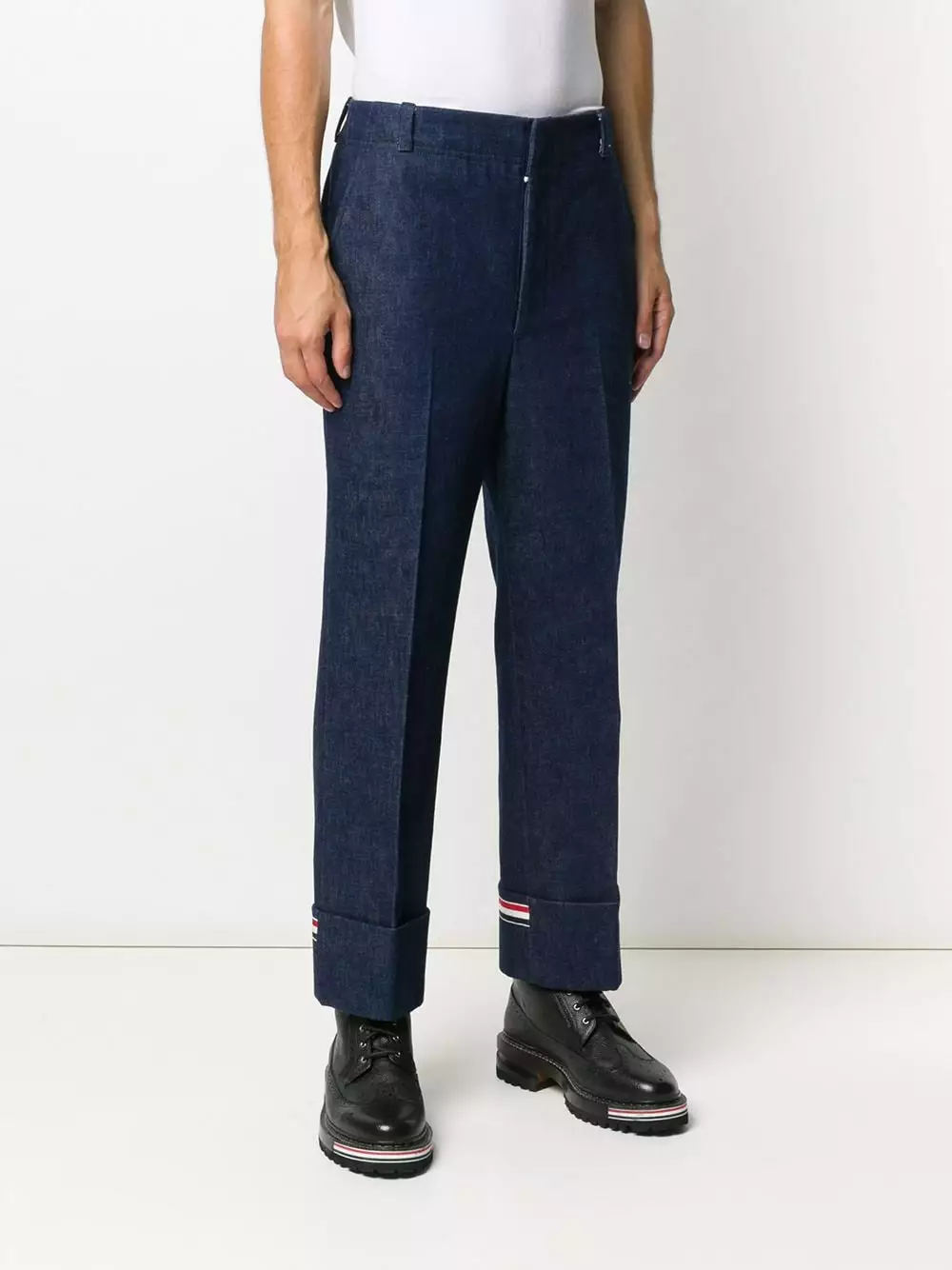 Thom Browne Deconstructed washed denim tailored trousers regular & straight-leg jeans of men 3 Thom Browne deconstructed washed denim tailored trousers