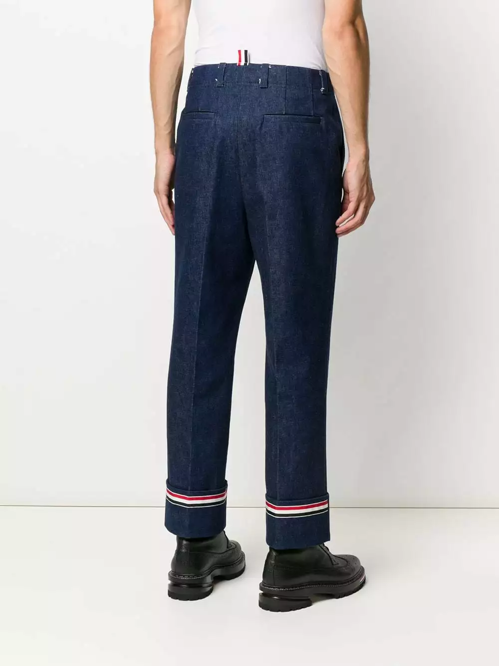 Thom Browne Deconstructed washed denim tailored trousers regular & straight-leg jeans of men 4 Thom Browne deconstructed washed denim tailored trousers