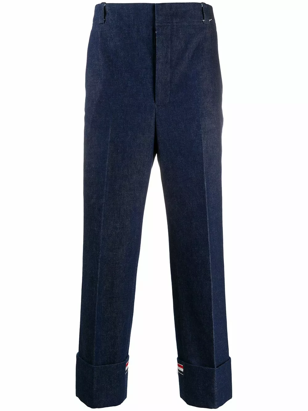 Thom Browne Deconstructed washed denim tailored trousers regular & straight-leg jeans of men 1 Thom Browne deconstructed washed denim tailored trousers