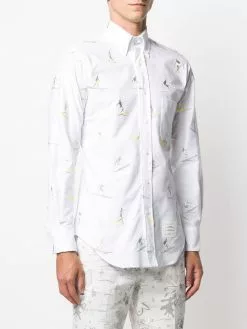 Thom Browne Surfer icon embroidery Oxford shirt