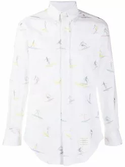 Thom Browne Surfer icon embroidery Oxford shirt