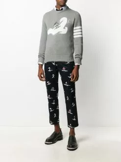 Thom Browne Fun-Mix rounded collar Oxford shirt