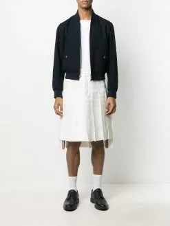 Thom Browne 4-bar knee-length pleated skirt