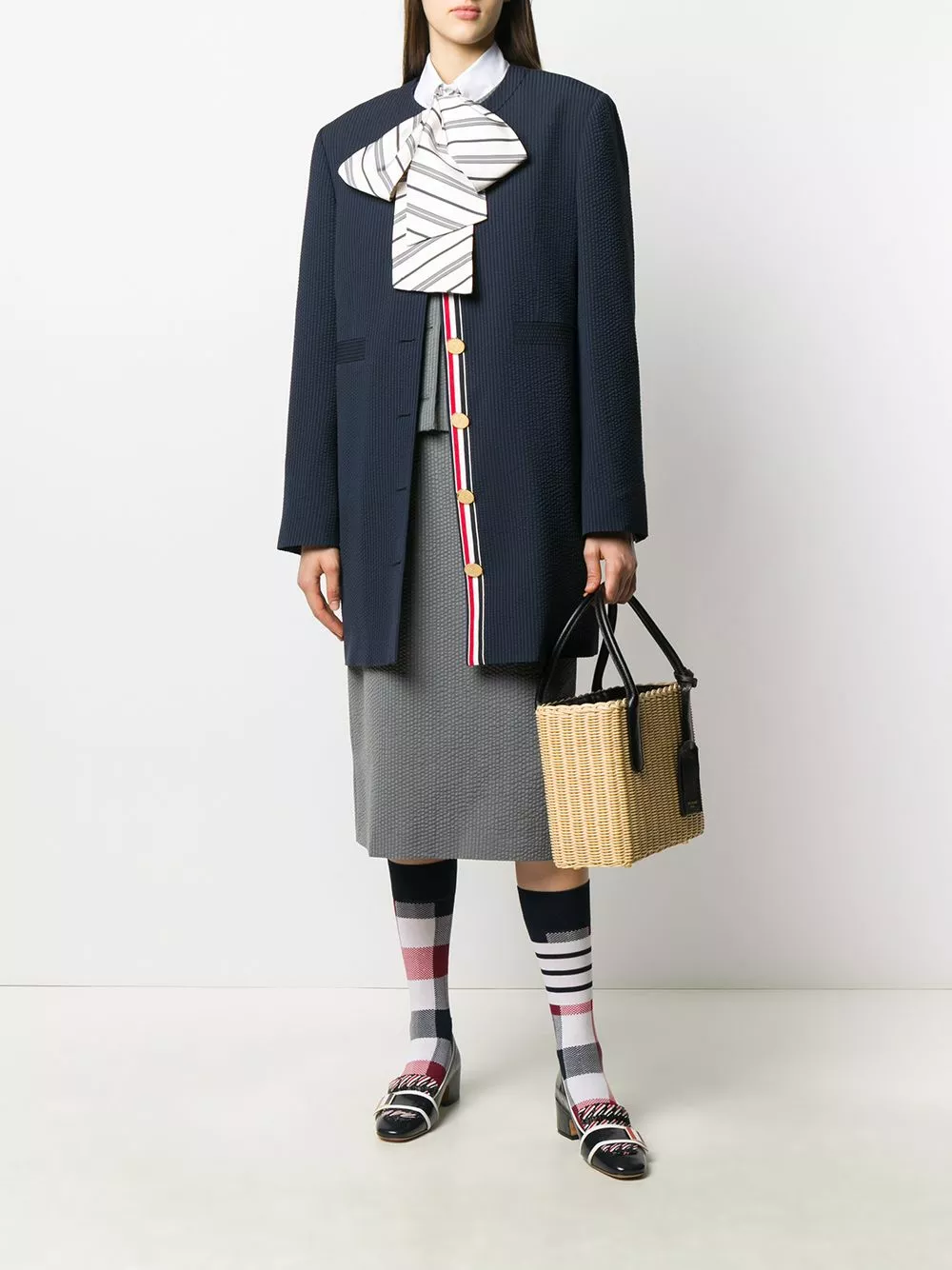 Thom Browne Crinkle stripe oversize blazer blazers of women 2 Thom Browne crinkle stripe oversize blazer