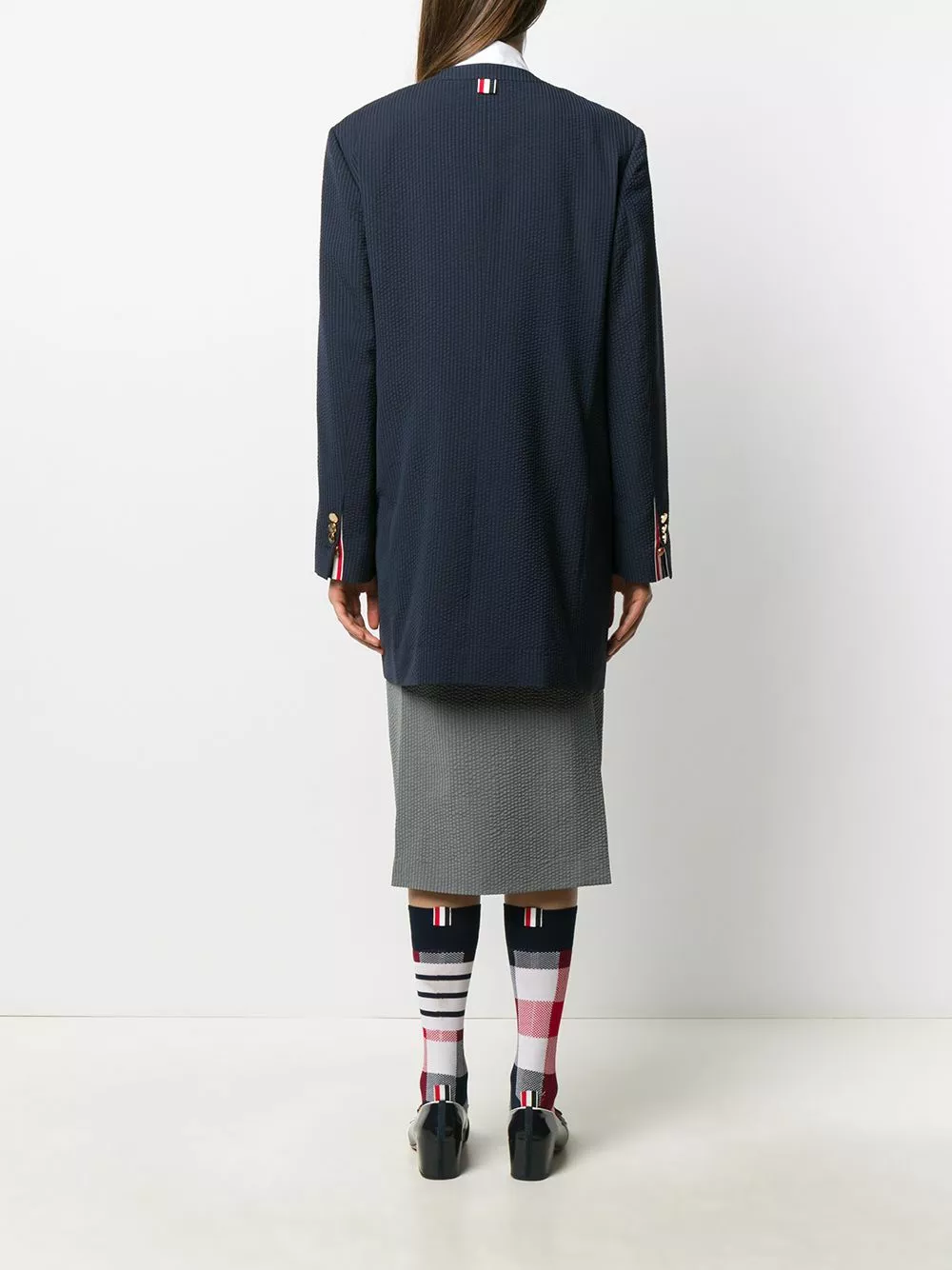 Thom Browne Crinkle stripe oversize blazer blazers of women 4 Thom Browne crinkle stripe oversize blazer