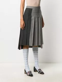Thom Browne Fun-Mix pleated wool skirt