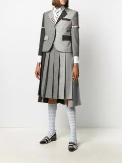 Thom Browne Fun-Mix pleated wool skirt